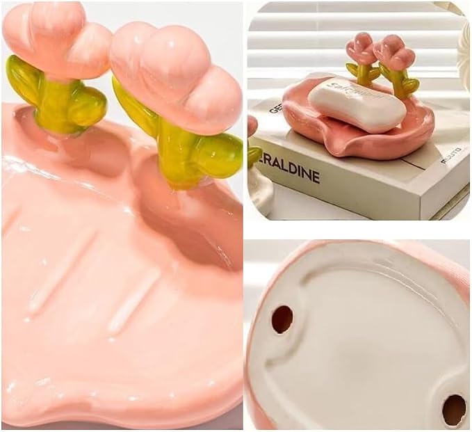 Luxury Tulip Flower Drainable Plastic Soap Holder