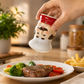 Ceramic Chef Salt & Pepper Shaker Set with Tray