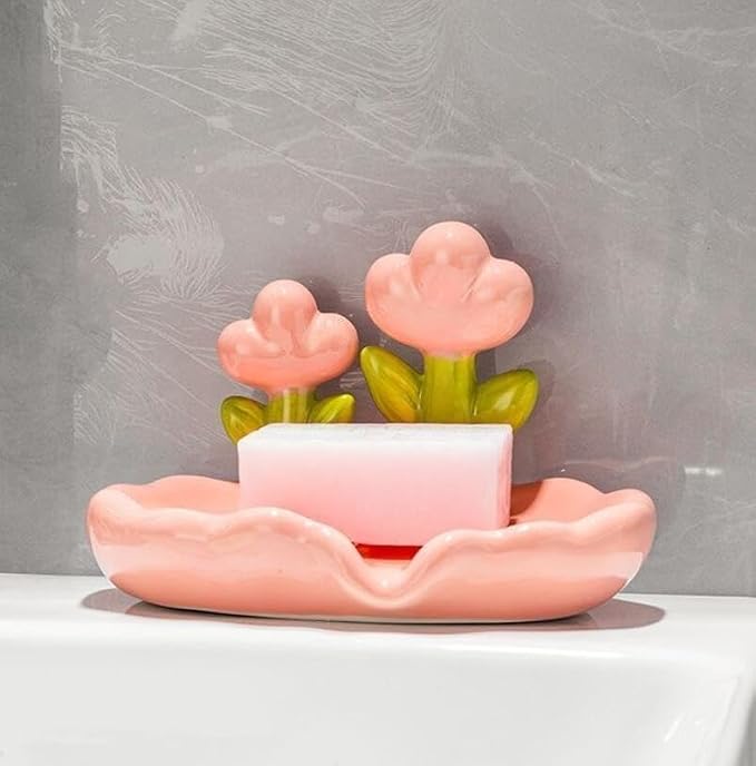 Luxury Tulip Flower Drainable Plastic Soap Holder