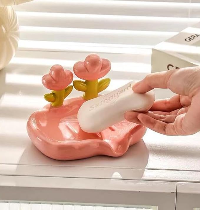 Luxury Tulip Flower Drainable Plastic Soap Holder
