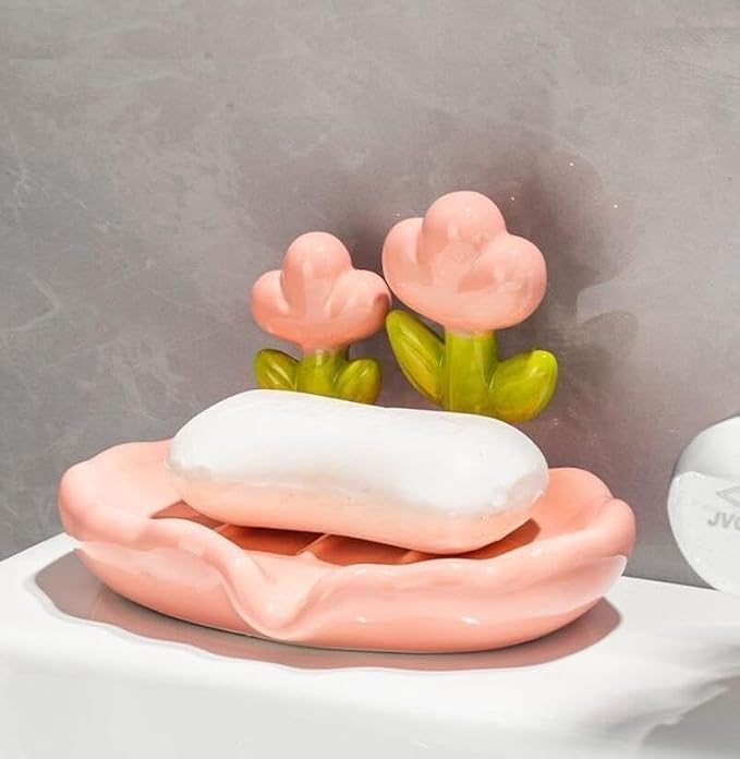 Luxury Tulip Flower Drainable Plastic Soap Holder