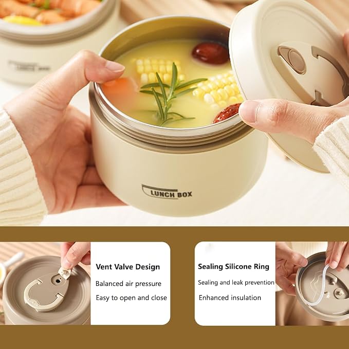 Insulated 4 Portion Lunch Box with Thermal Bag