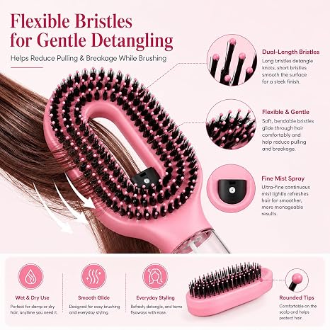 2-in-1 Fine Mist Spray Hair Brush
