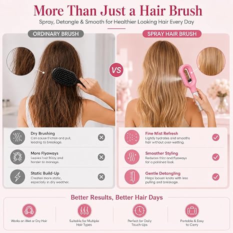 2-in-1 Fine Mist Spray Hair Brush