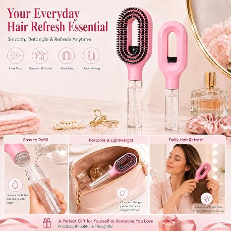 2-in-1 Fine Mist Spray Hair Brush