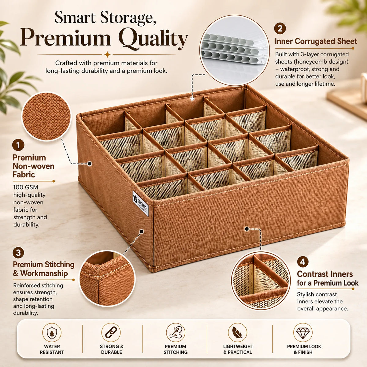 FlexFold 16-Grid Drawer & Wardrobe Organizer by Matrix