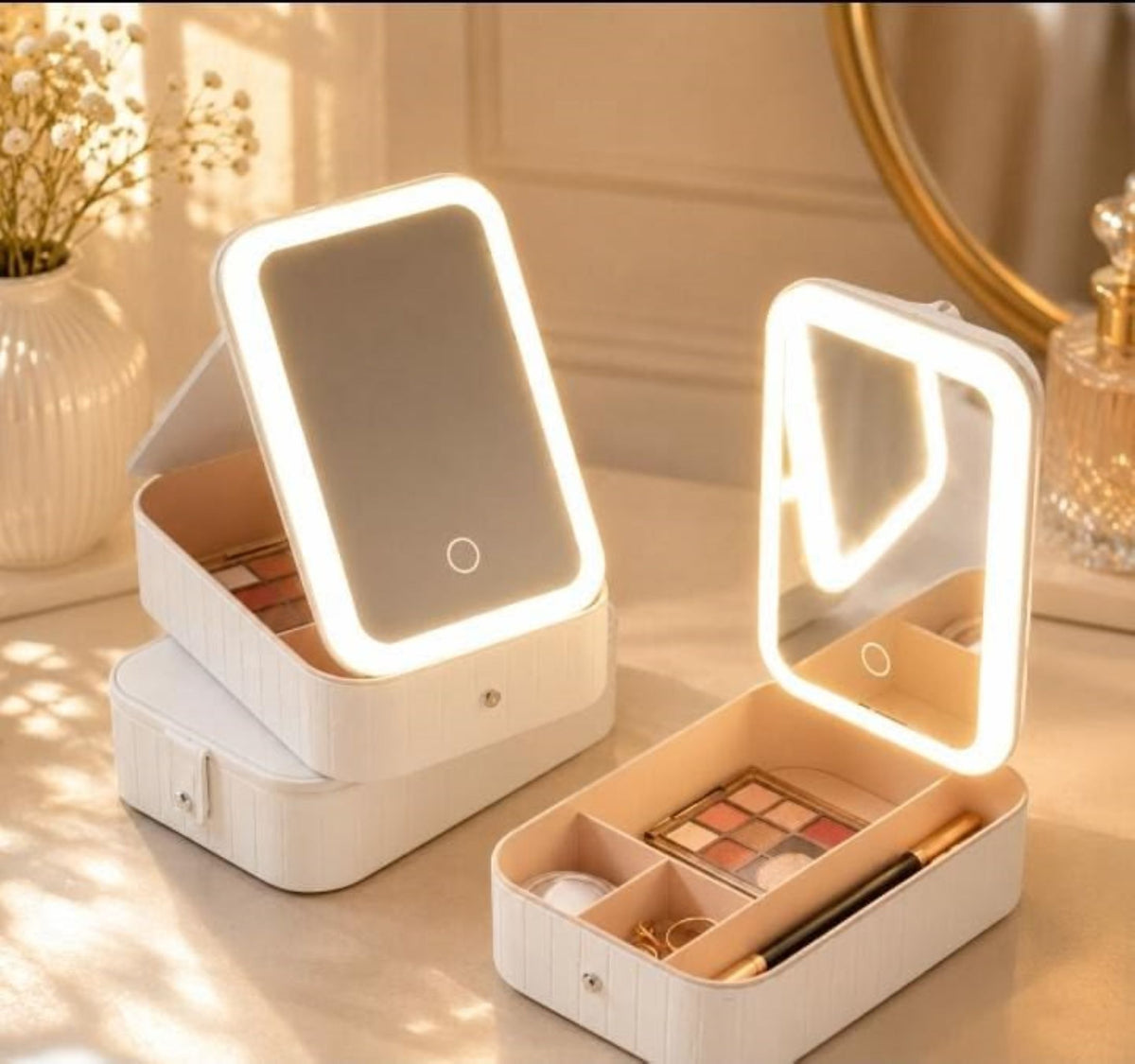 Mini LED Makeup Bag with Mirror & Organizer