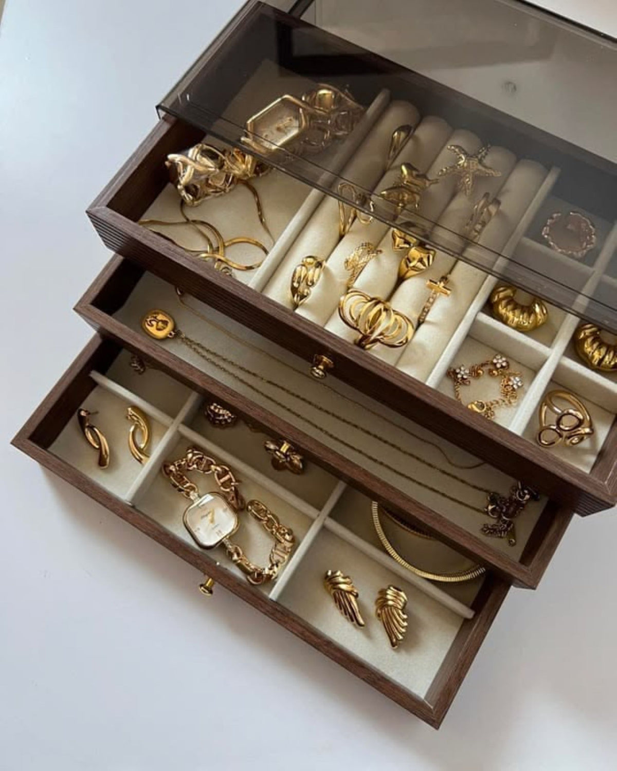 3 Layer Wooden Jewellery Box