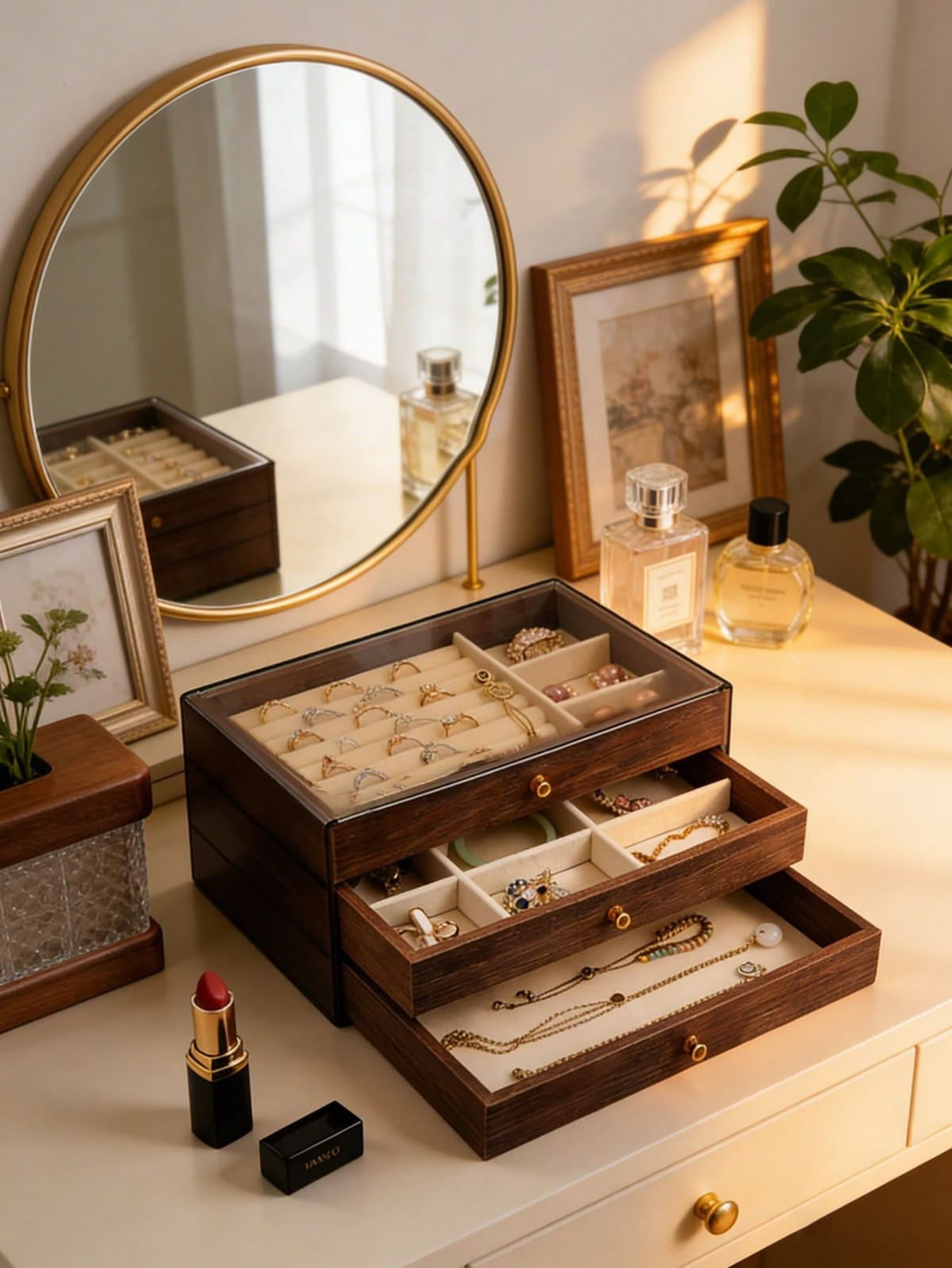3 Layer Wooden Jewellery Box