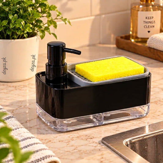 2-in-1 Soap Dispenser with Sponge Dispenser Holder – Kitchen Sink Organiser