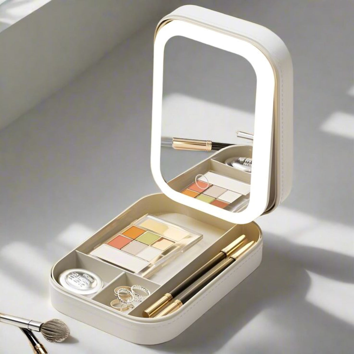 Mini LED Makeup Bag with Mirror & Organizer