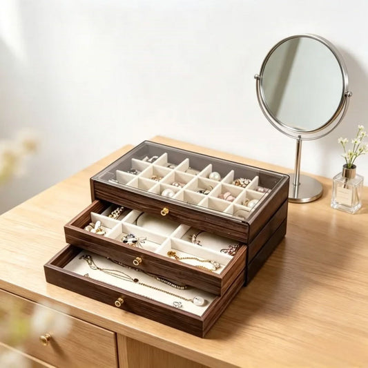 3 Layer Wooden Jewellery Box