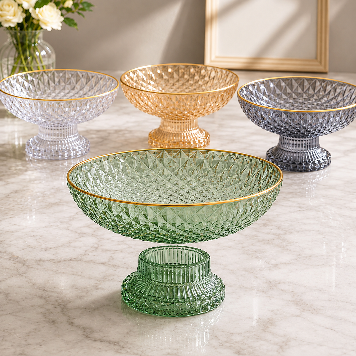 Luxury Acrylic Fruit Drain Dish with Removable Base