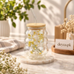 Floral Double Wall Glass Sipper with Straw